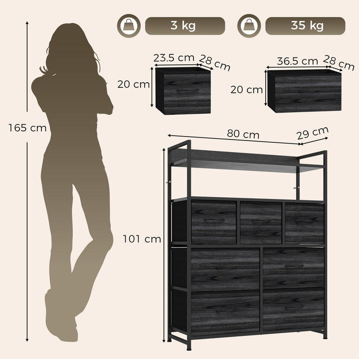 Chest of Drawers, Bedroom Fabric Dresser with 7 Drawers, Storage - view 3