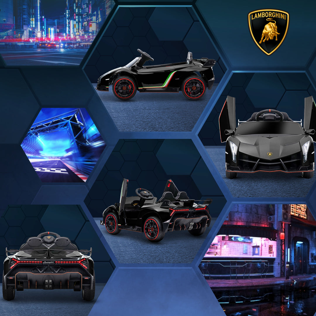 Lamborghini Veneno Licensed Electric Ride-On Car, with Remote, Music, Horn - Black