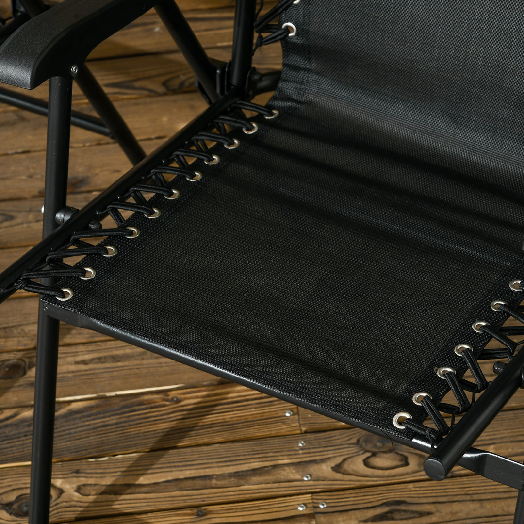 6 Pcs Patio Folding Chair Set, Outdoor Portable Loungers for Camping Pool Beach Deck, Lawn w/ Armrest Steel Frame Black