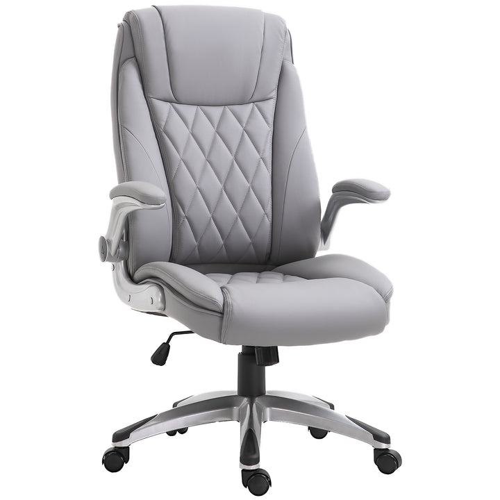 Faux Leather Executive Swivel Office Chair - Grey