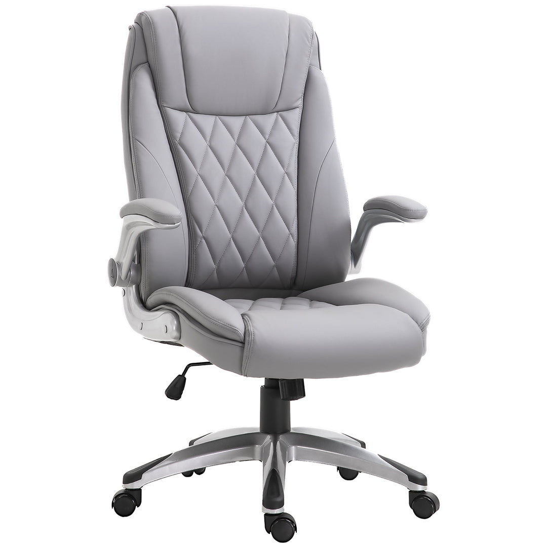 Faux Leather Executive Swivel Office Chair - Grey