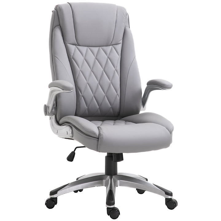 Faux Leather Executive Swivel Office Chair - Grey
