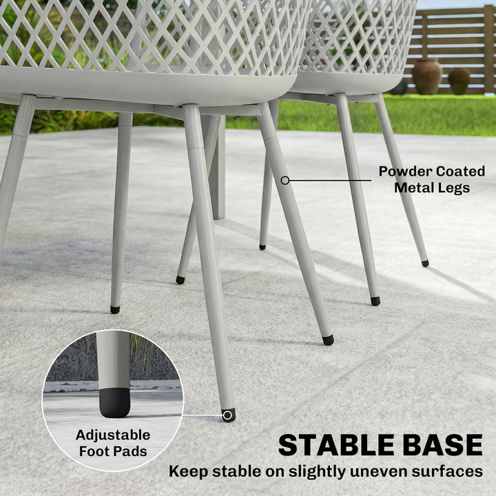 Garden Chairs Set of 4, Garden Dining Chairs with Cut Out Diamond Back