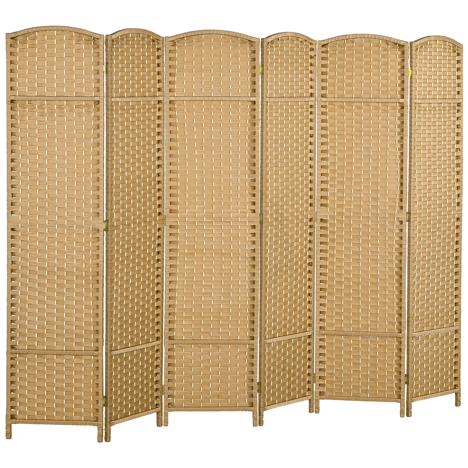 6 Panel Folding Room Divider, Freestanding Privacy Screen for Living Room, Bedroom and Office, 240 x 170cm, Natural