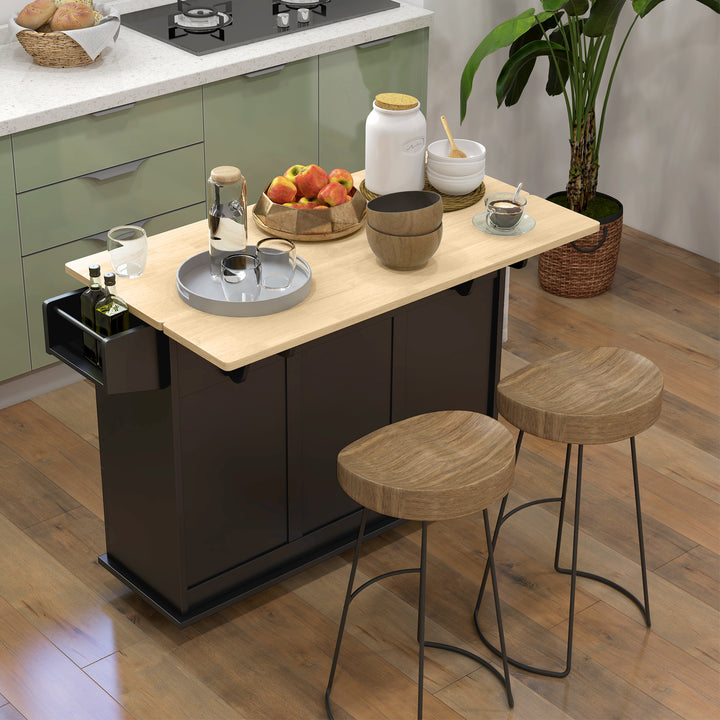 Kitchen Island with Drop Leaf, Rolling Kitchen Storage Trolley on Whee