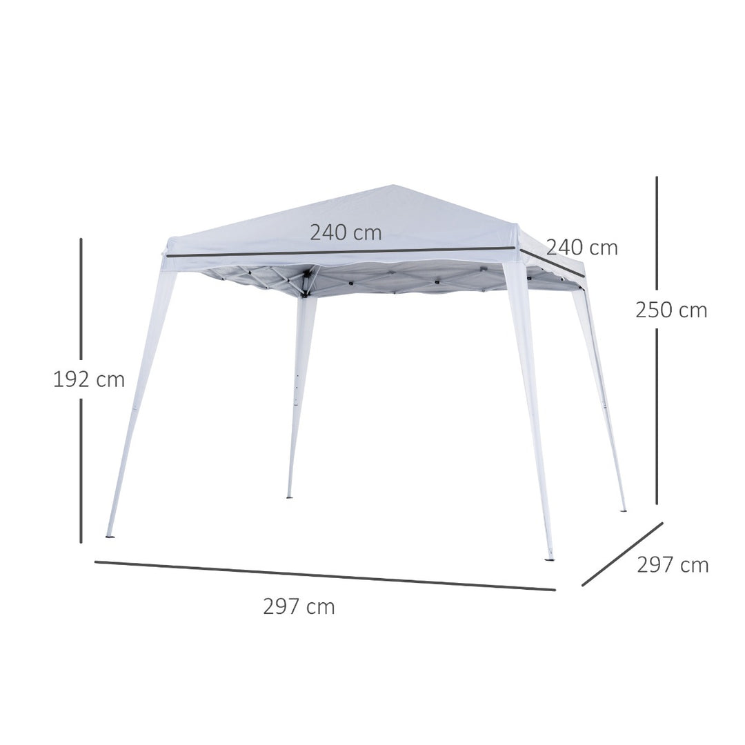 Outsunny 3 x 3 m Slant Leg Pop Up Canopy Tent with Carry Bag, Height Adjustable Party Shelter for Outdoor Events, Garden, Patio, White