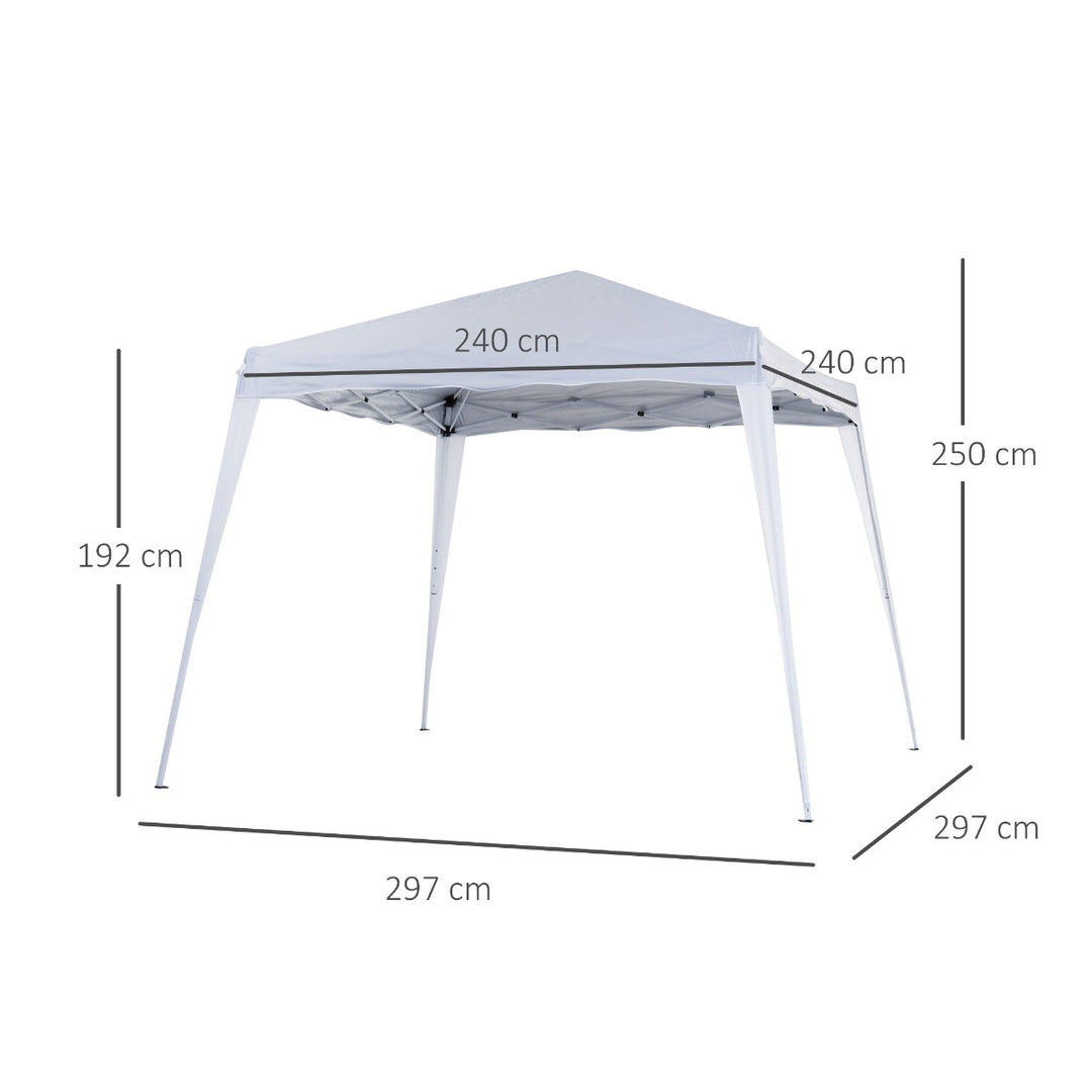 3 M x 3 M Base/ 2.5 M x 2.5 M Top Pop Up Gazebo with Carry Bag, Height Adjustable Slant Leg Party Tent Instant Event Shelter for Garden, Patio, White