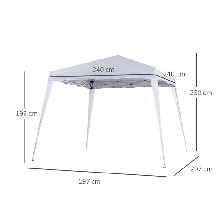 3 M x 3 M Base/ 2.5 M x 2.5 M Top Pop Up Gazebo with Carry Bag, Height Adjustable Slant Leg Party Tent Instant Event Shelter for Garden, Patio, White