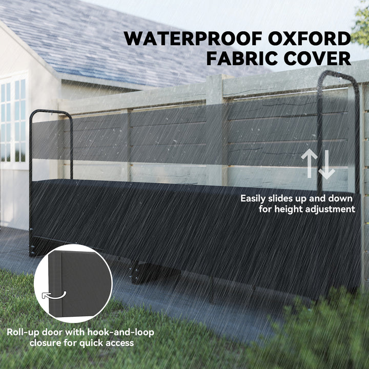 MCL 8.5ft Firewood Rack, Heavy Duty Log Storage Holder with Waterproof 600D Oxford Log Cover for Fireplace Fire Pits Outdoor Patio Wood Storage, 300 kg Large Capacity, Black