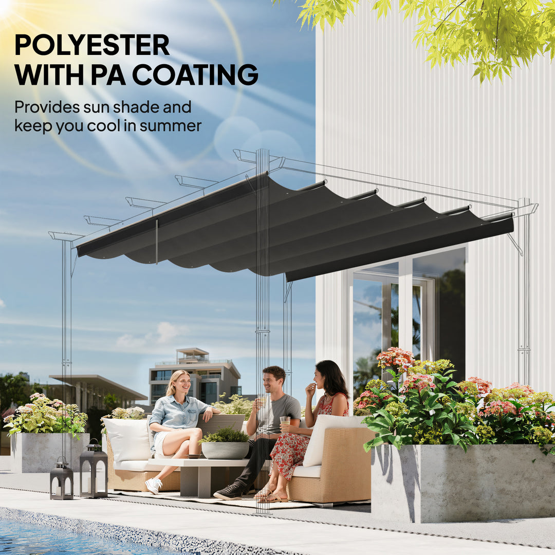 Retractable Pergola Cover, 3.5 x 2.6 m Replacement Canopy Fabric for 4