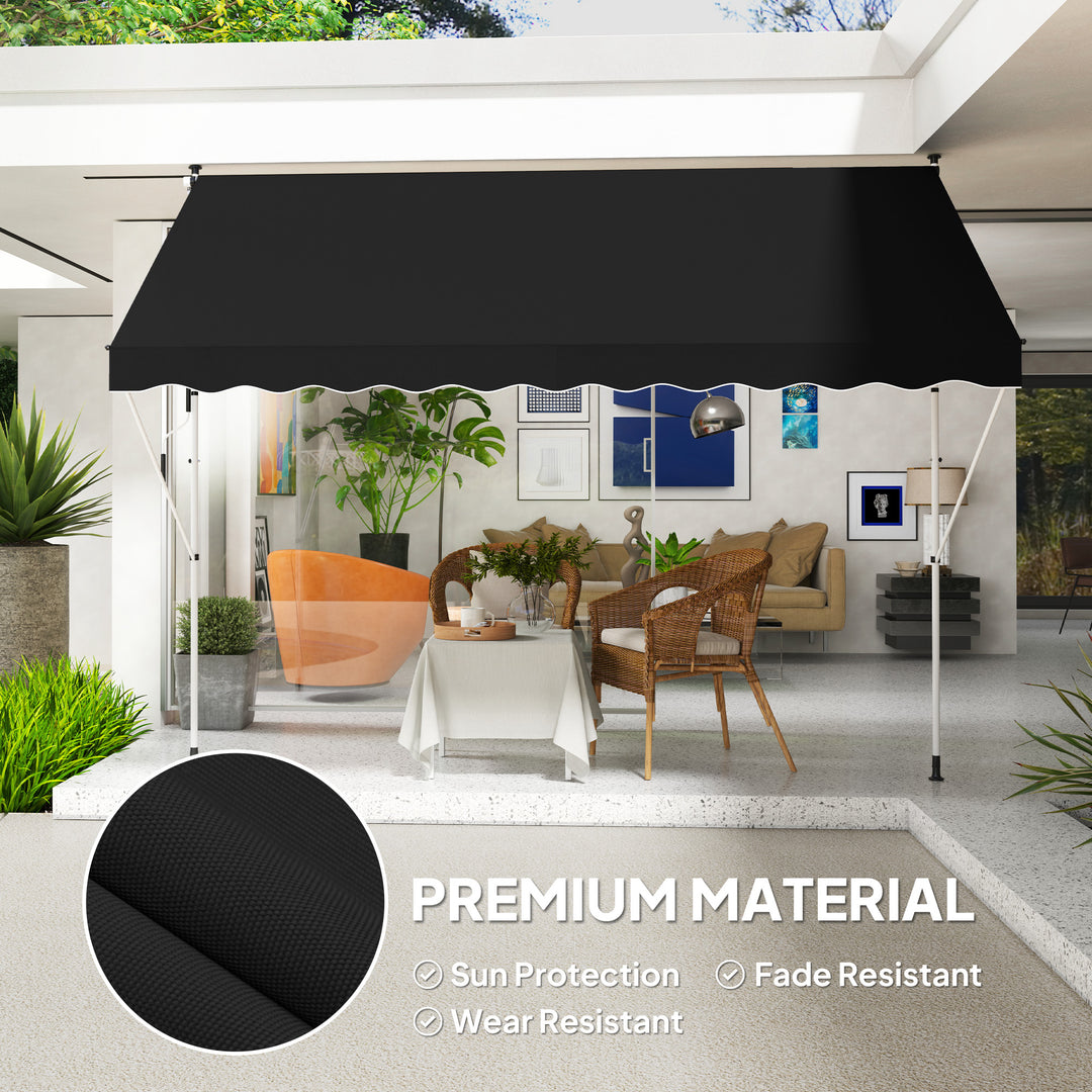 3x1.5m Adjustable Outdoor Aluminium Frame Awning Black