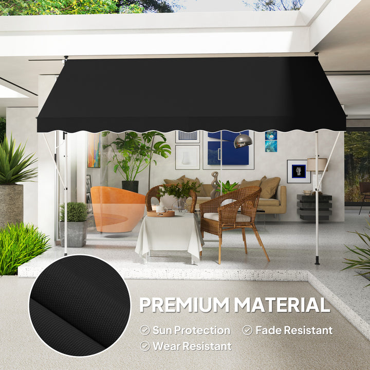 3x1.5m Adjustable Outdoor Aluminium Frame Awning Black
