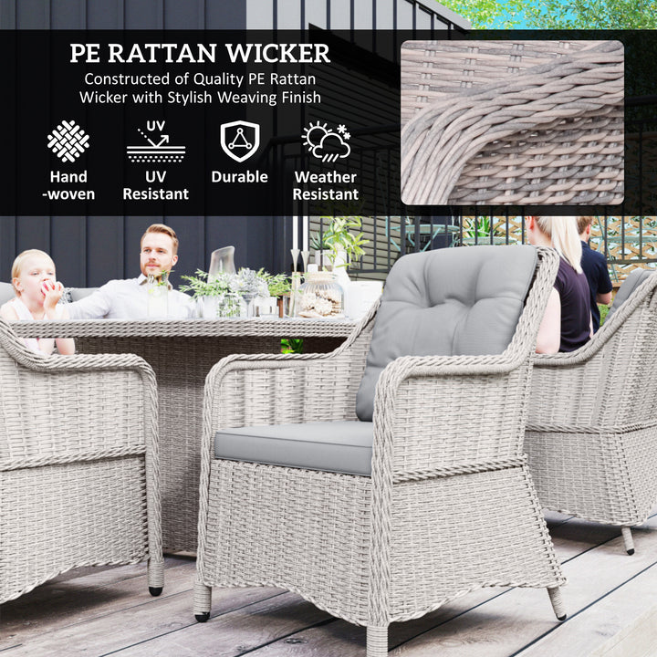 Seven-Piece Rattan Dining Set - Mixed Grey