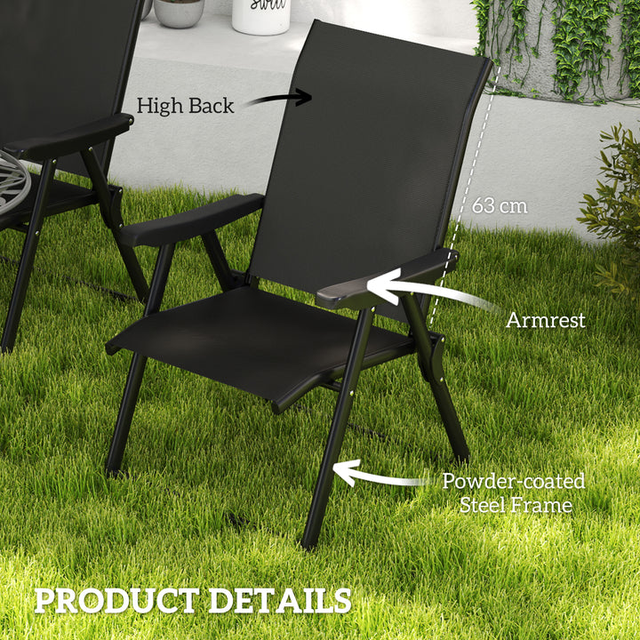 Set of Two Folding Outdoor Chairs - Black