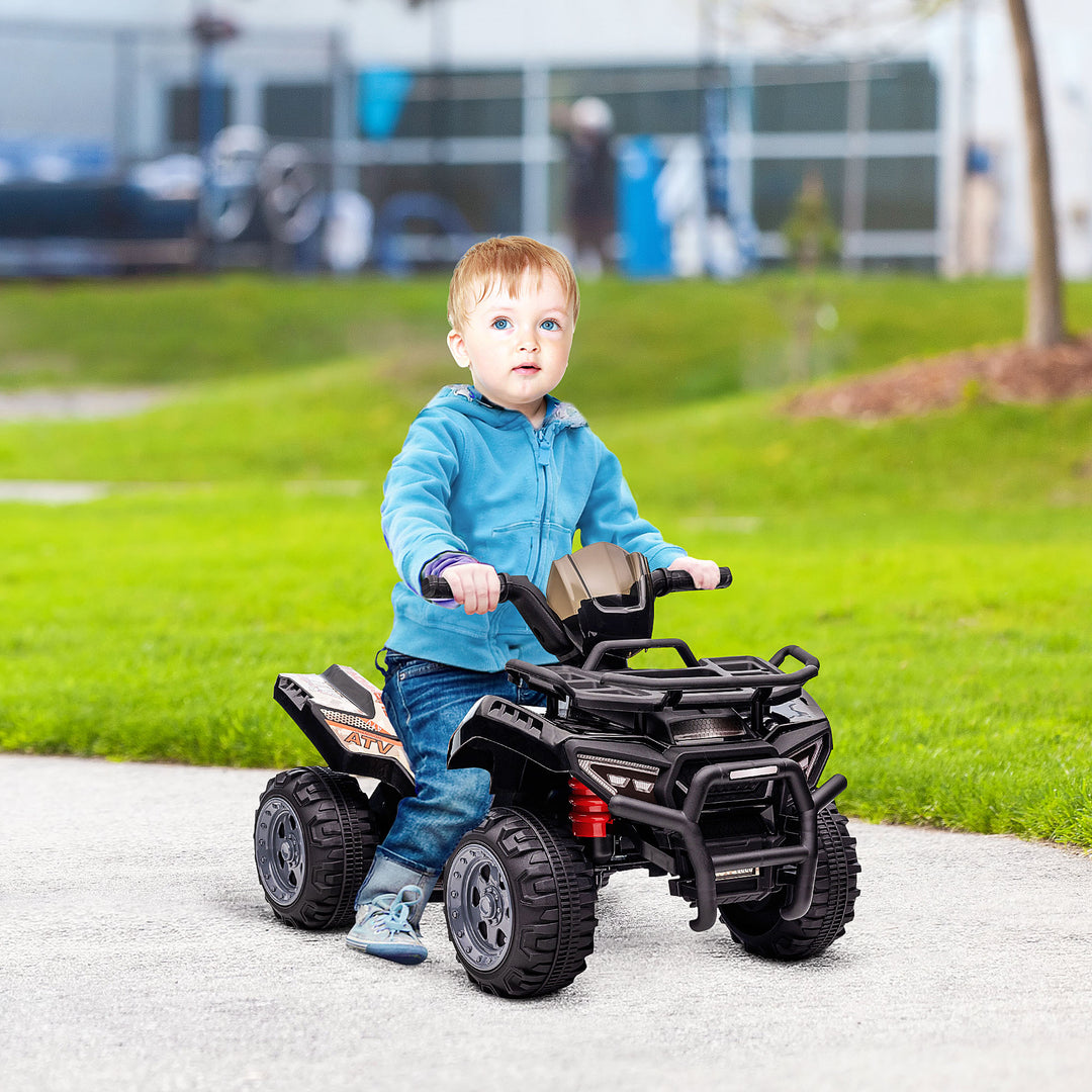 HOMCOM Kids ATV Ride-on Car, 6V Battery Powered Four Wheeler with Working Headlights, for Toddlers 18-36 Months, Black | Aosom UK