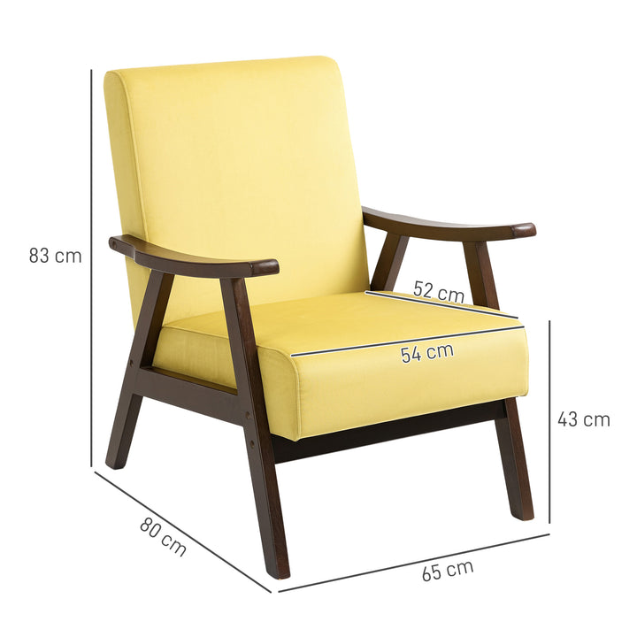 Nordic Accent Chair, Upholstered Velvet Armchair with Solid Wood Frame and Soft Thick Padded for Living Room, Bedroom, Champagne