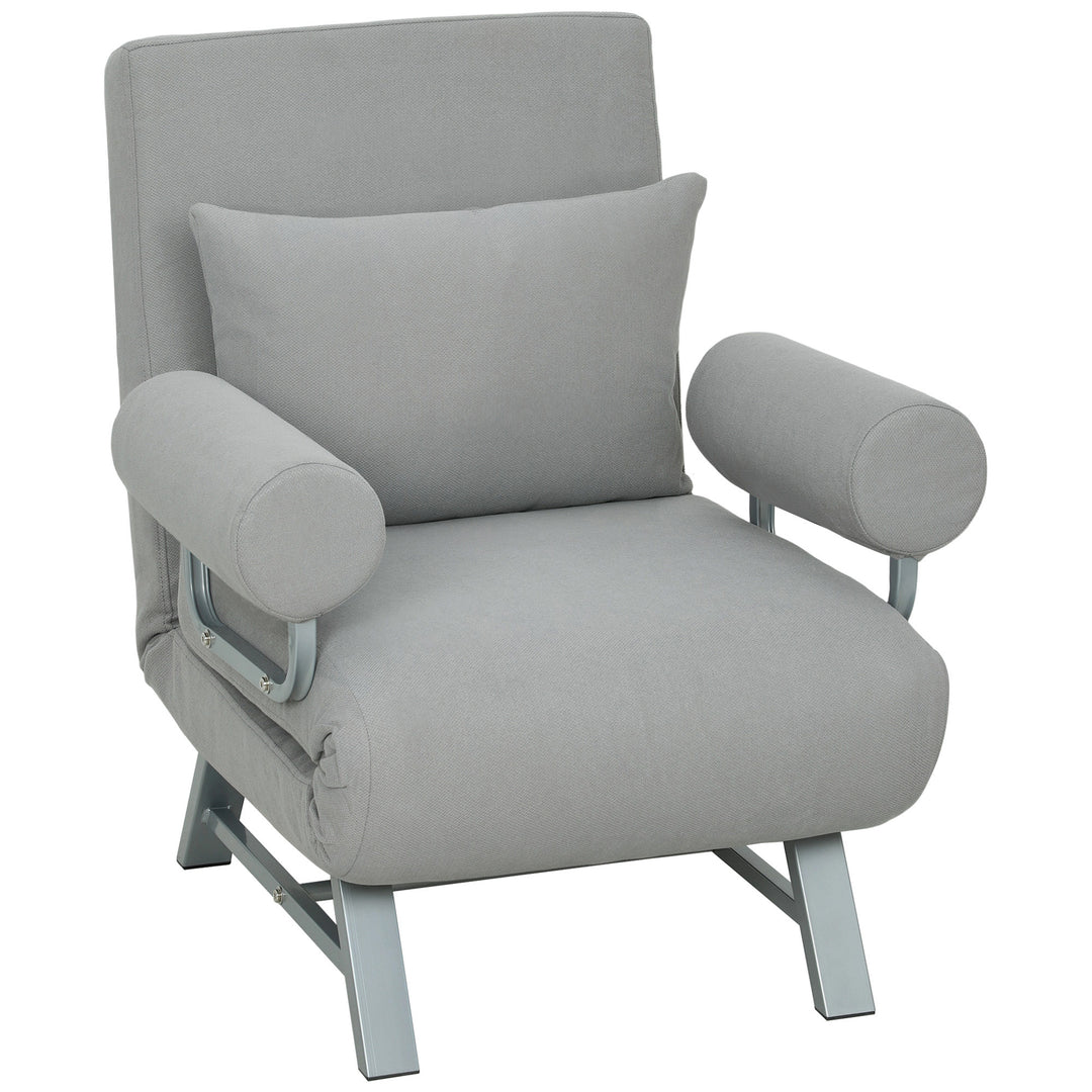 Single Sofa Bed, 3-in-1 Convertible Folding Chair Bed with Adjustable - Light Grey