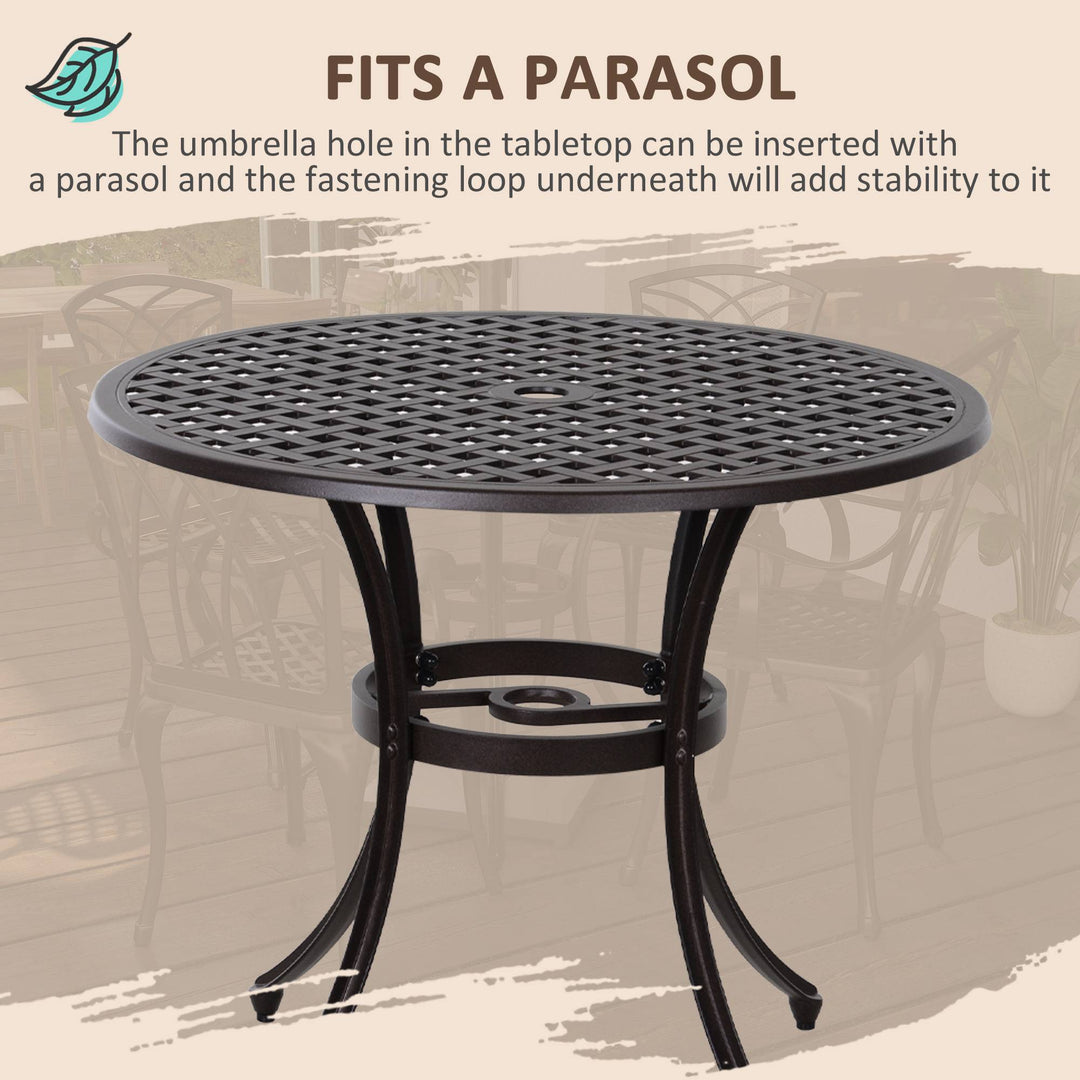 Outsunny Cast Aluminium 4-Seater Outdoor Garden Table & Chair Set Brown