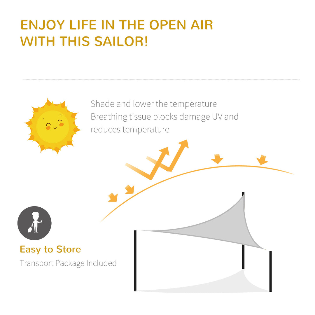 MCL 4x4x4m Triangle Sun Shade Sail, Outdoor UV Protection HDPE Canopy, Patio Deck Shelter with Steel Rings and Ropes, Grey