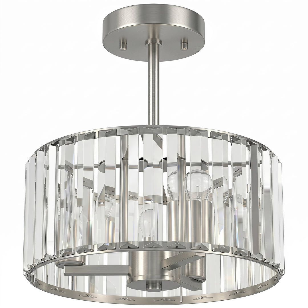 Semi Flush Mount Modern Crystal Chandelier Ceiling Light, Crystal Ceil