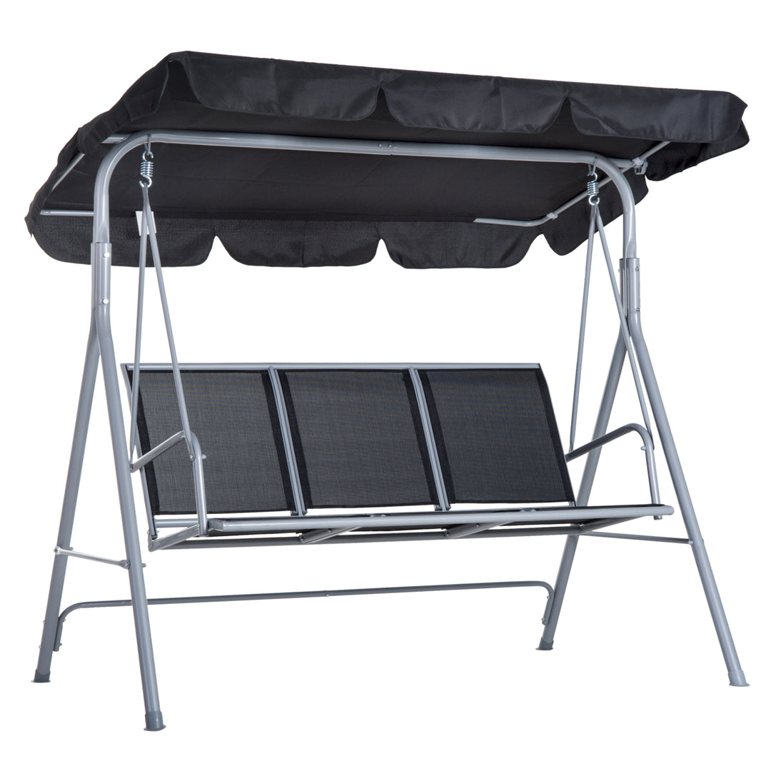 Outdoor 3-Seater Swing Chair-Black