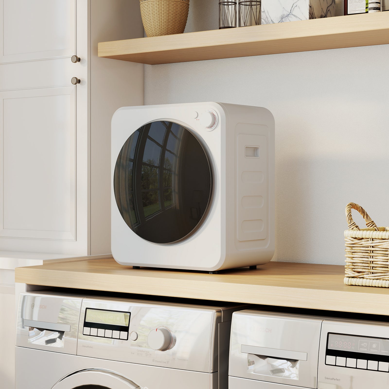 4kg Front Load Laundry Dryer, Portable Clothes Dryer with 2 Power Mode