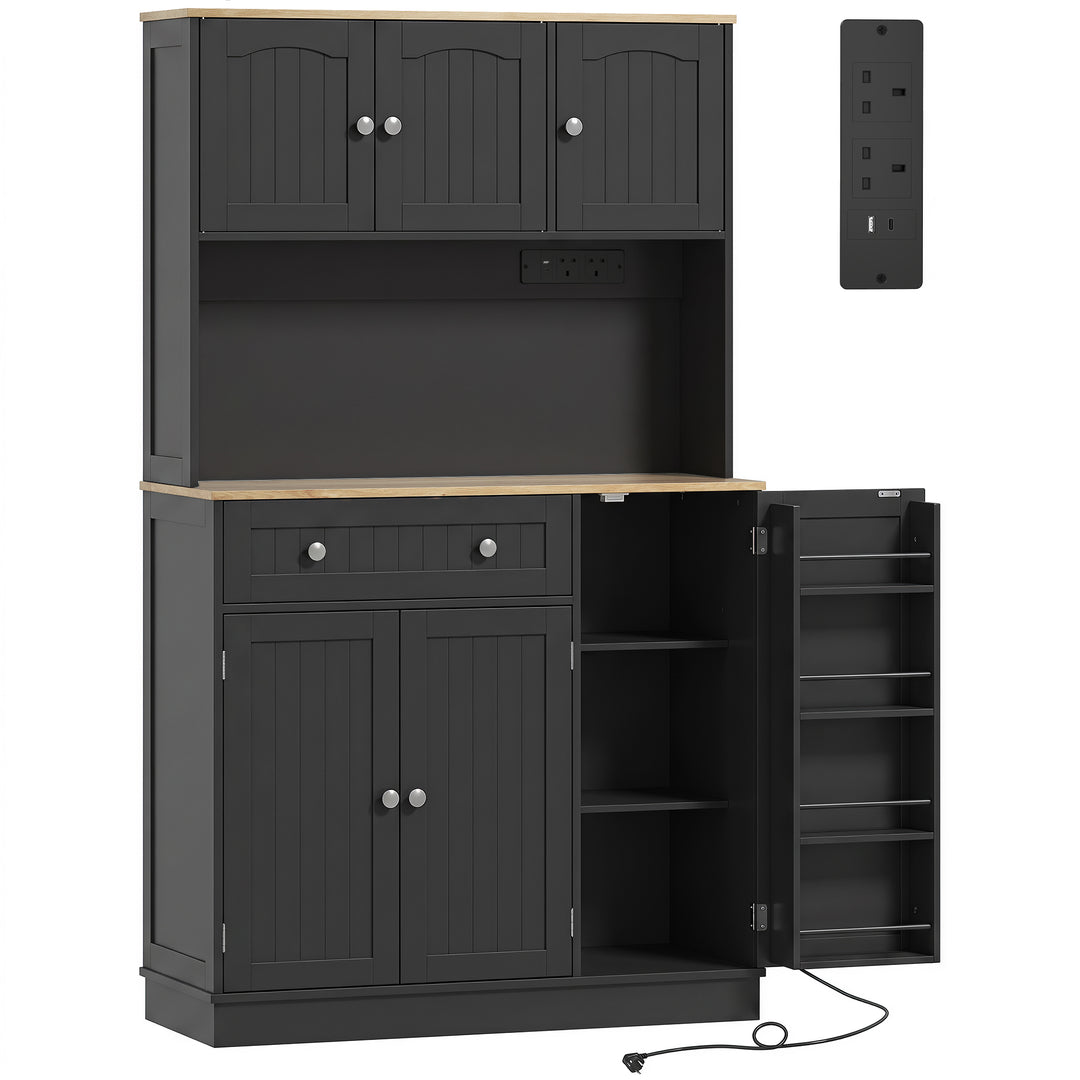 173 cm Tall Kitchen Cupboard with Charging Station, Pantry Storage Cab