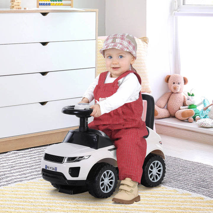 MCL 3-in-1 Ride On Car Foot To Floor Slider Toddler w/ Horn Steering Wheel NO POWER Manual Under Seat Storage Safe Design for 1-3 Year Old White