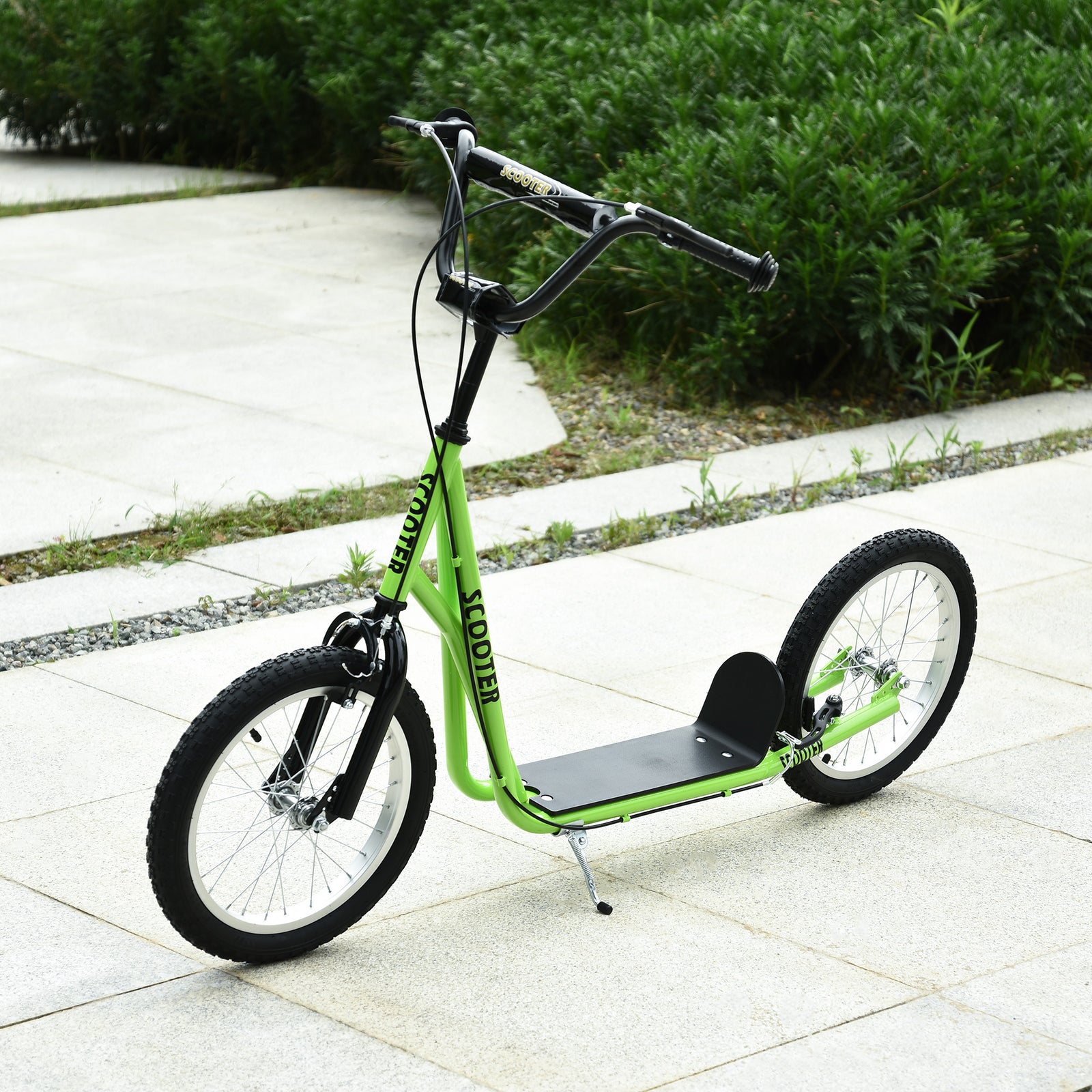 Kick Scooters for Kids with Adjustable Height, Anti-Slip Deck, Dual Brakes, Rubber Tyres, for Boys and Girls Aged 5+ Years Old - Green