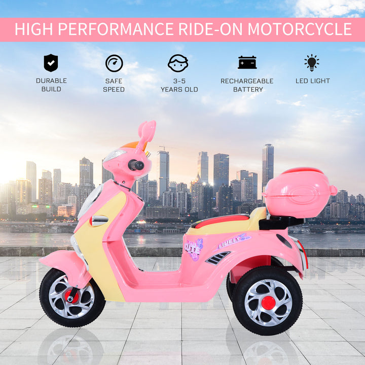 MCL Kids Electric Ride On Toy Car 6V Electric Motorbike with Chargeable Battery Headlight and Music for 3-5 Years - Pink