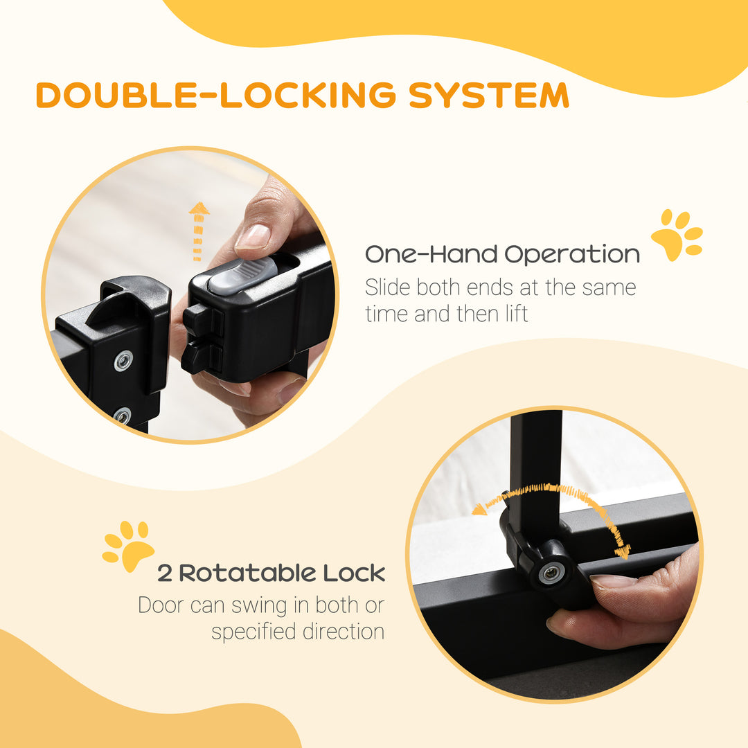 MCL Pressure Fit Dog Stair Gate No Drilling Safety Gate Auto Close for Doorways, Hallways, 74-80cm Adjustable, 94cm Tall, Black