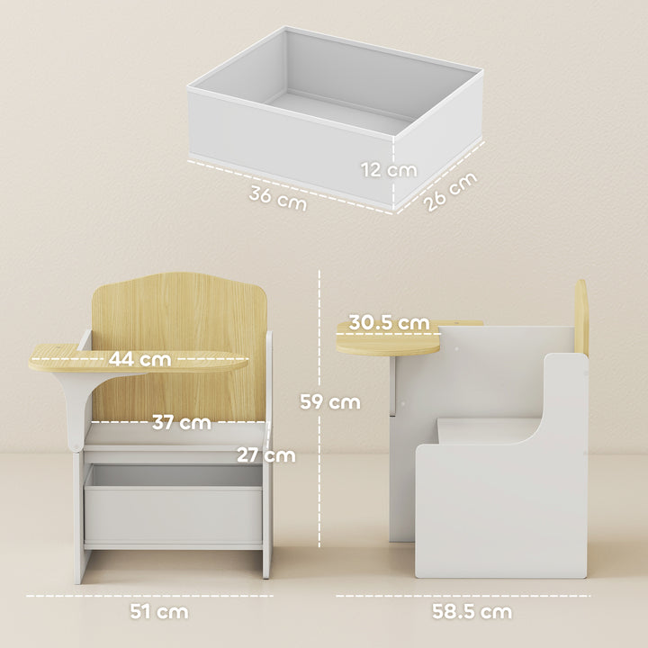 Kids Table and Chair Set, Children Desk and Chair with Storage Bins for Playing, Reading, Painting, for Ages 3-5