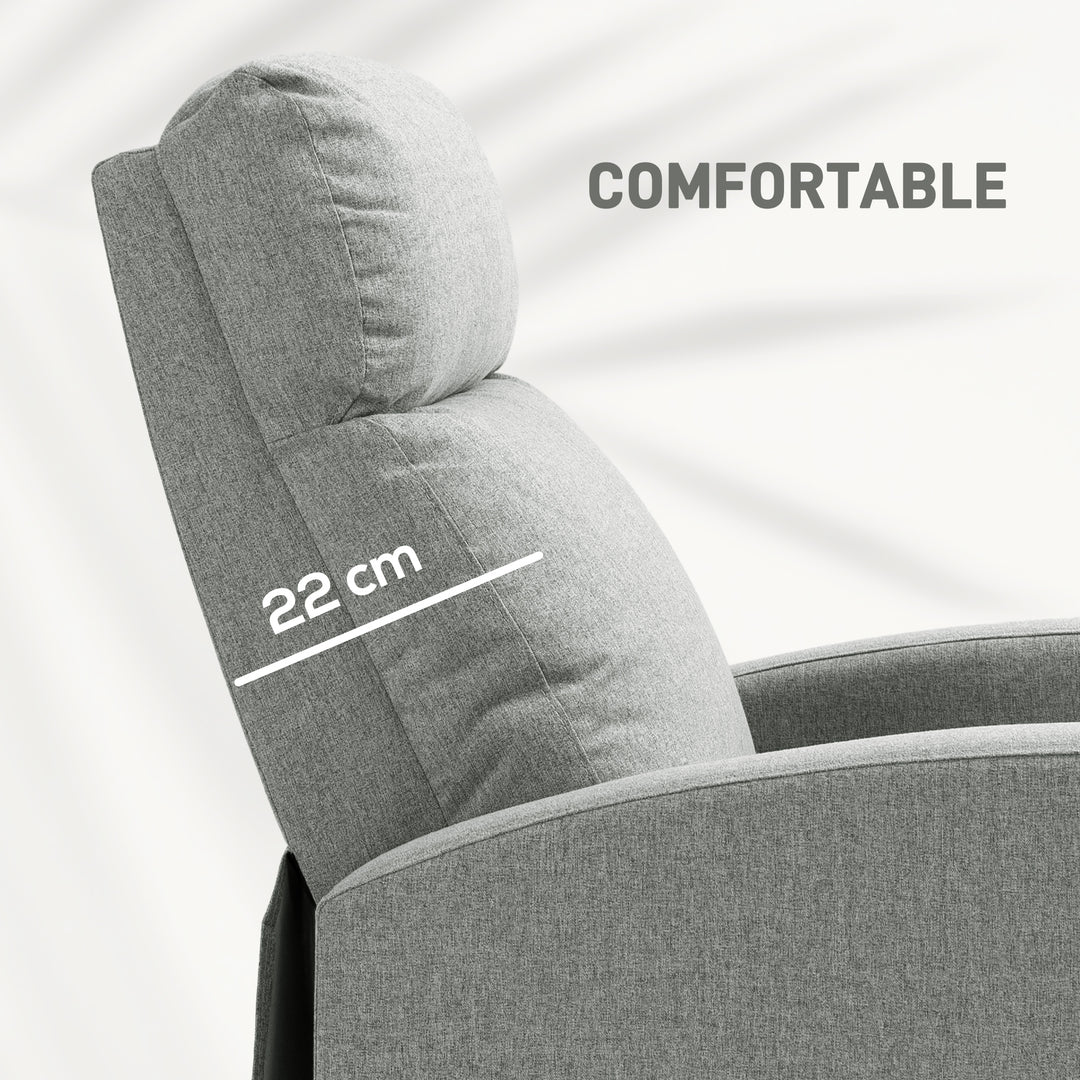 135° Push Back Recliner Armchair, with Footrest - Grey