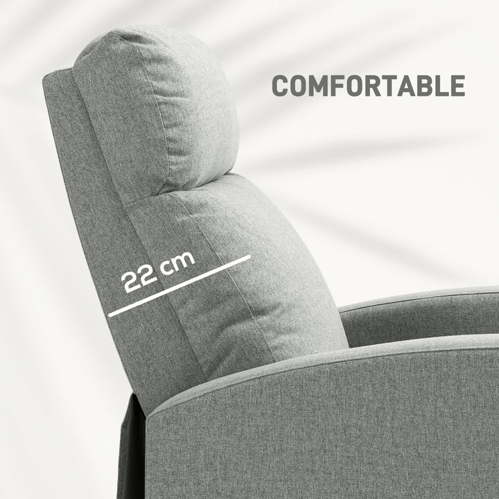 135° Push Back Recliner Armchair, with Footrest - Grey