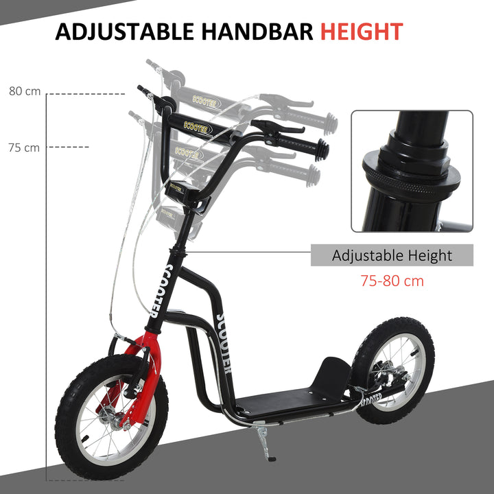 Teen Kick Scooter with Adjustable Handlebar, Inflatable Wheels, Two Brakes, Black