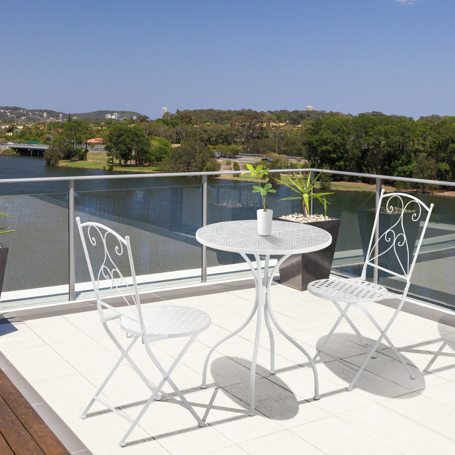 Three-Piece Metal Bistro Set - White