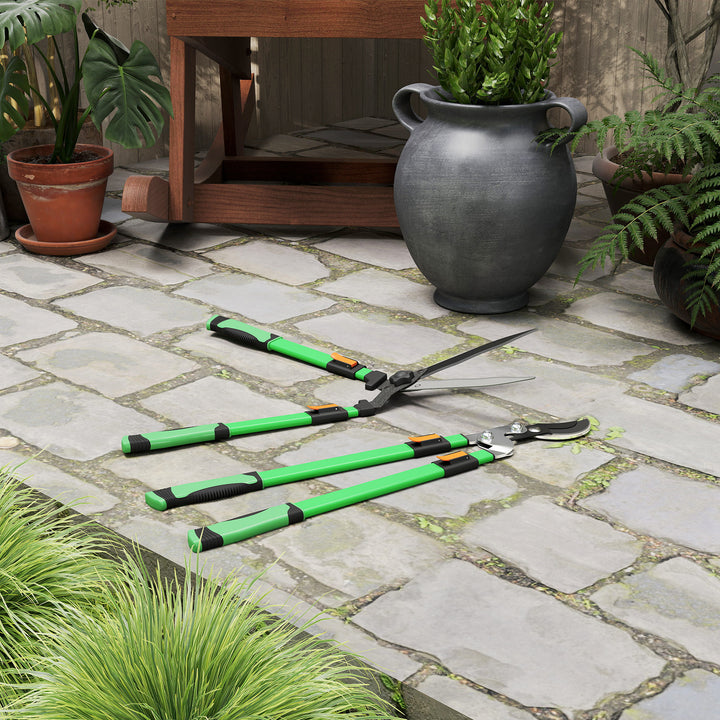 2 Pcs Garden Shears Set, Tree Lopper, Hedge Shears with Telescopic Extendable Handles, Garden Shears for Hedges, Shrubs and Bushes, Lightweight Shrub Care Kit for Cutting, Trimming