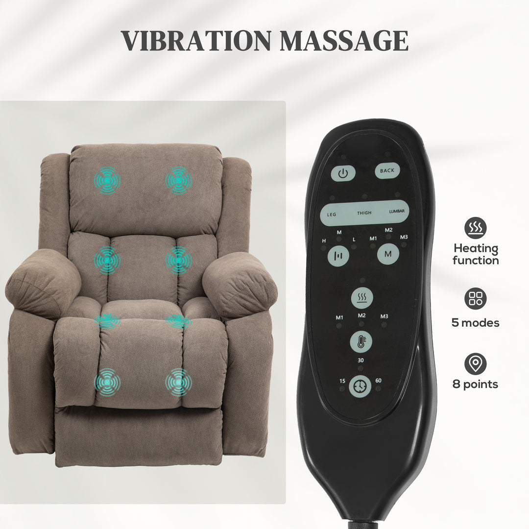 Riser Recliner Armchair with 8 Vibration Massage and Lumbar Heater, Wi