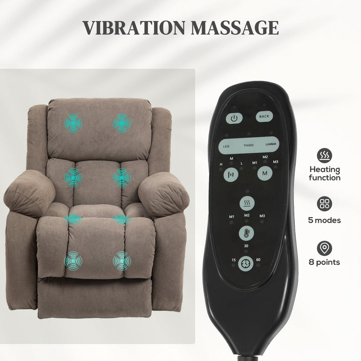 Riser Recliner Armchair with 8 Vibration Massage and Lumbar Heater, Wi