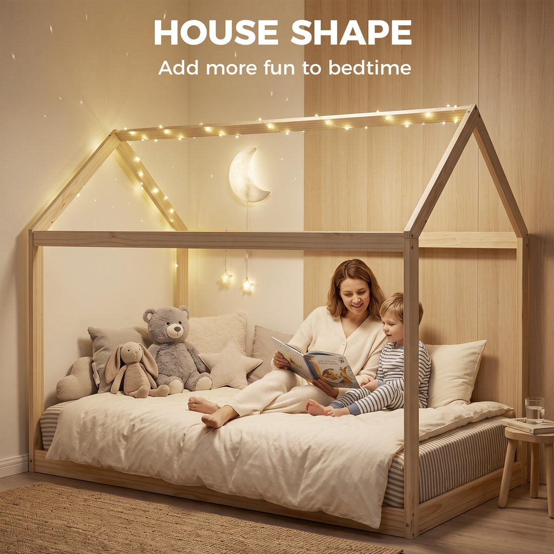 Single Bed Frame, House Scandinavian Wooden Bed Frame for 90W x 190Dcm