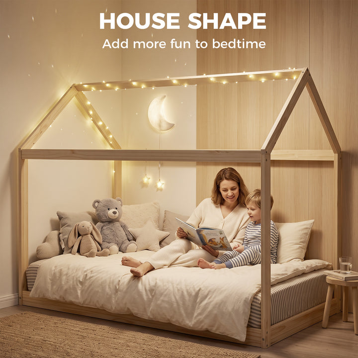 Single Bed Frame, House Scandinavian Wooden Bed Frame for 90W x 190Dcm