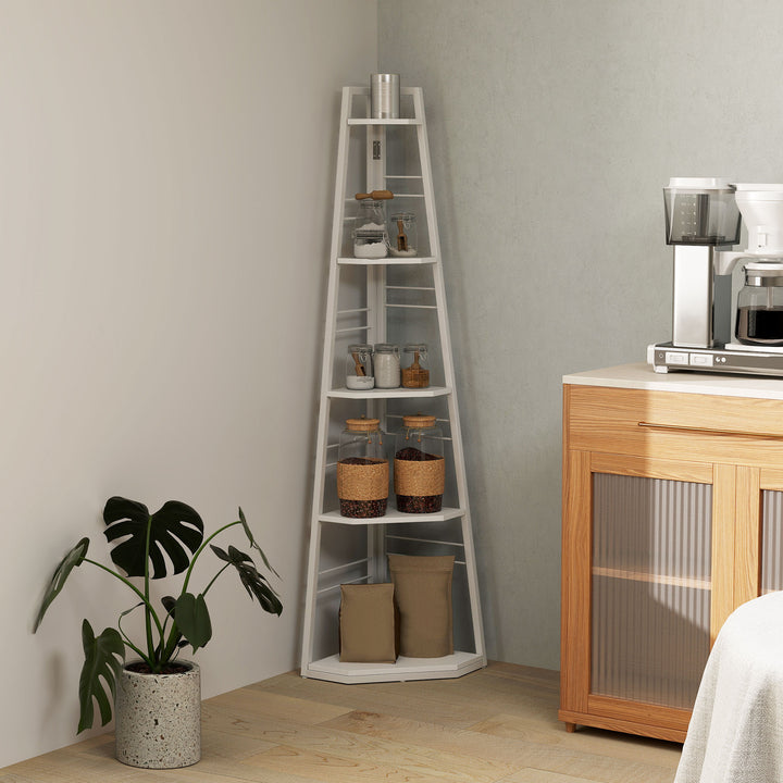 Five-Tier Corner Shelf - White