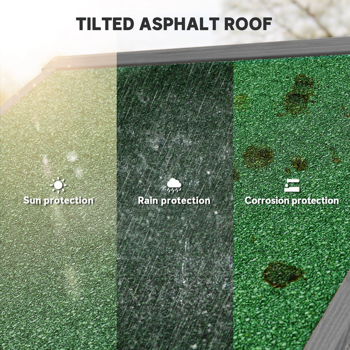 MCL Wooden Garden Shed, Utility Outdoor Small Shed with Lockable Double Doors, Shelves and Roof Hatch, Grey