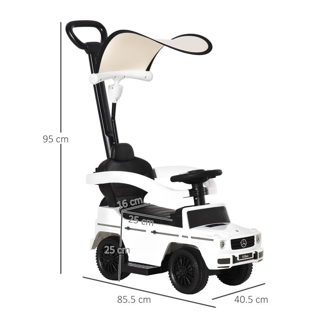 HOMCOM Mercedes-Benz G350 Ride-On Push Along Car Sliding Walker Foot to Floor Slider Stroller Toddler Vehicle with Wheel White | Aosom UK