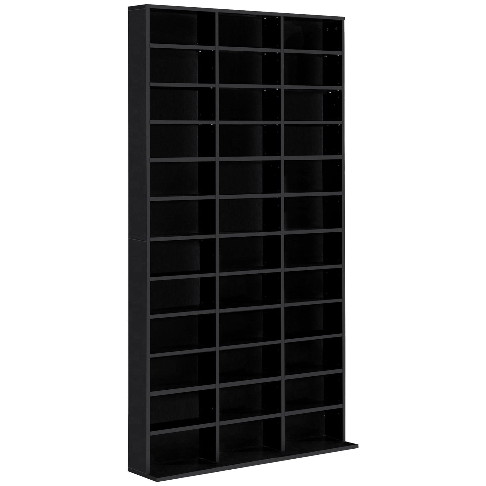 1116 CD/ 528 DVD Storage Unit, Media Storage Shelf, Wooden Display Unit with Adjustable Shelves, 102 x 195 cm, Black