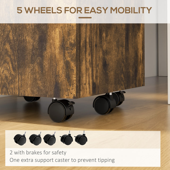 Lockable Two-Drawer Filing Cabinet, with Wheels - Wood-Effect