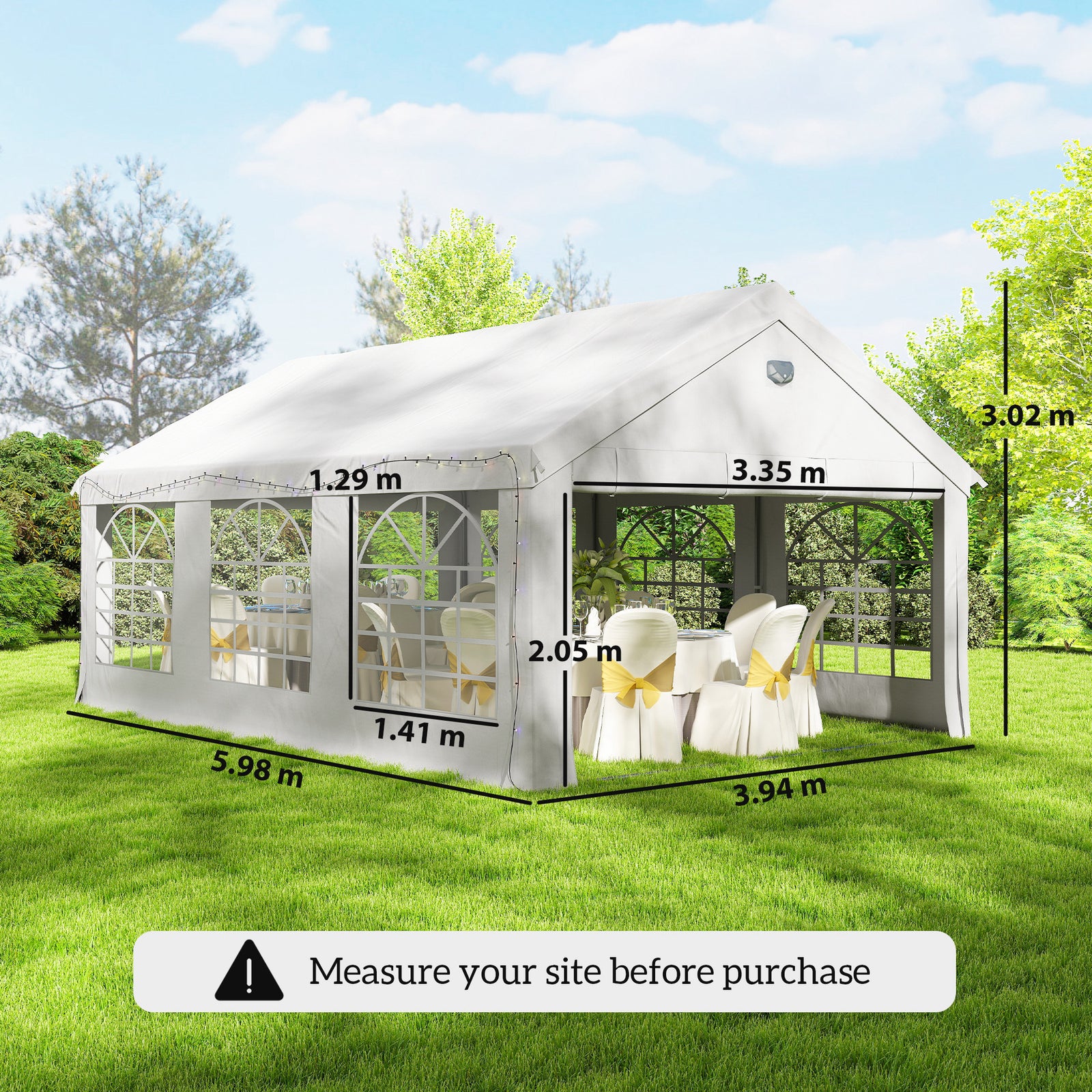6 x 4 m Party Tent, Heavy Duty Gazebo Canopy with Windows, Outdoor Par