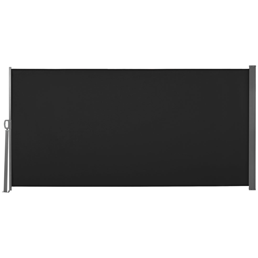 Retractable Sun Side Awning Screen Fence Patio Garden Wall Balcony Screening Panel Outdoor Blind Privacy Divider (3x1.6M, Black)