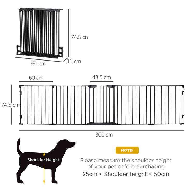 MCL 5 Panels Pet Playpen Metal Fence w/ Walk Through Door - Black
