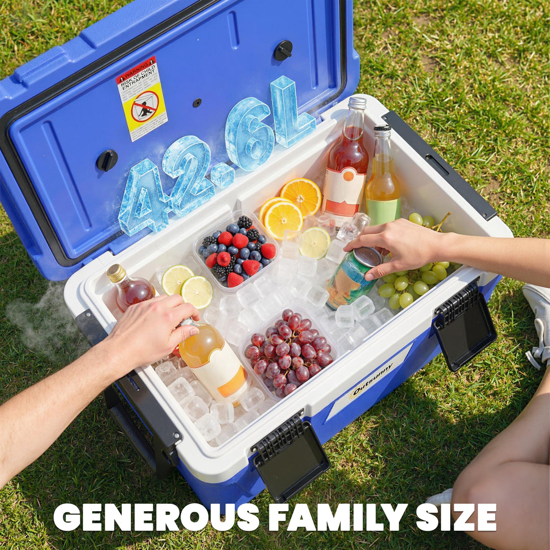 42.6L Insulated Cool Box, Lightweight Portable Ice Cooler with Handle,